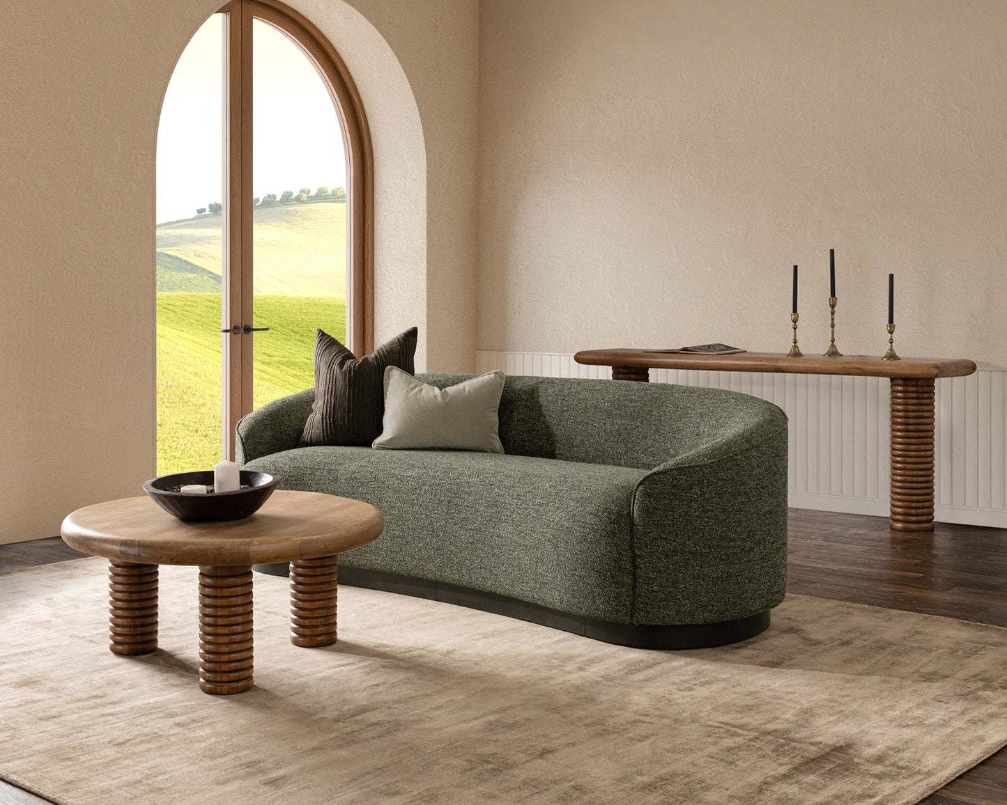Classic Home Brand-Beverly Upholstered Sofa - Antique Green