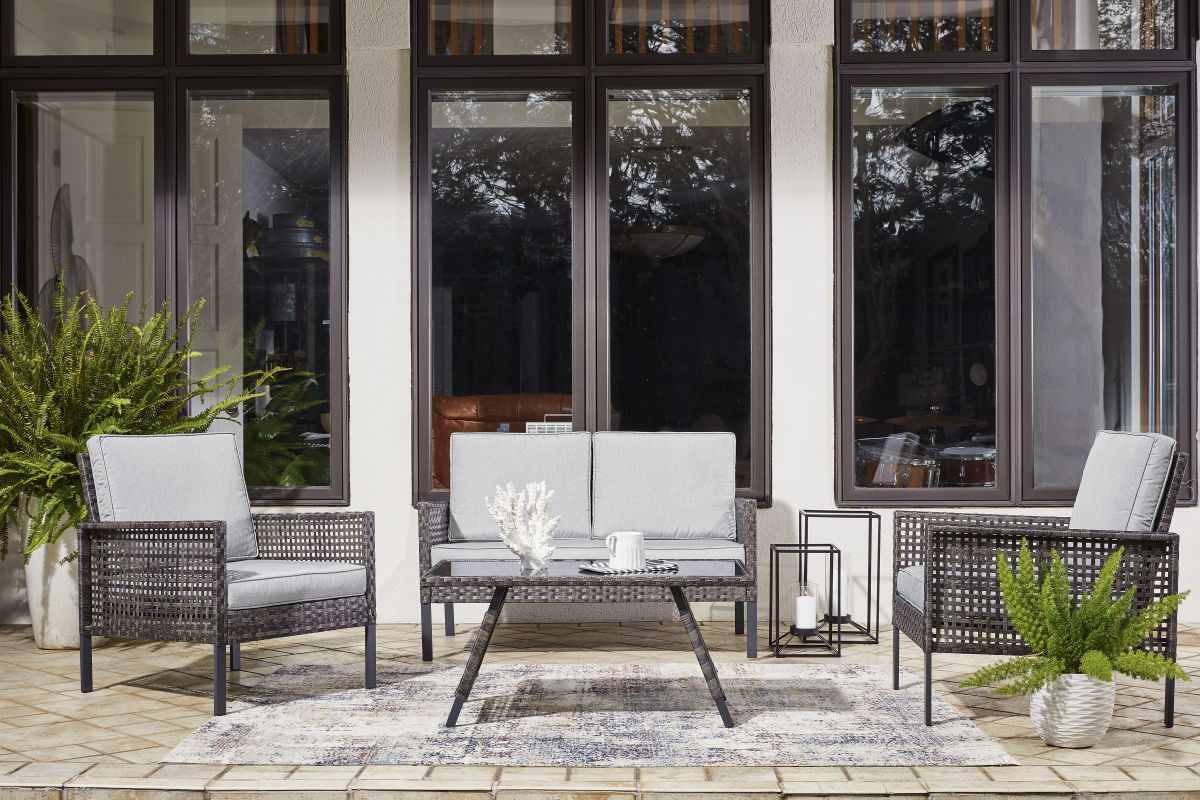 Rental - Lainey Outdoor Resin Wicker 4 Piece Conversation Set