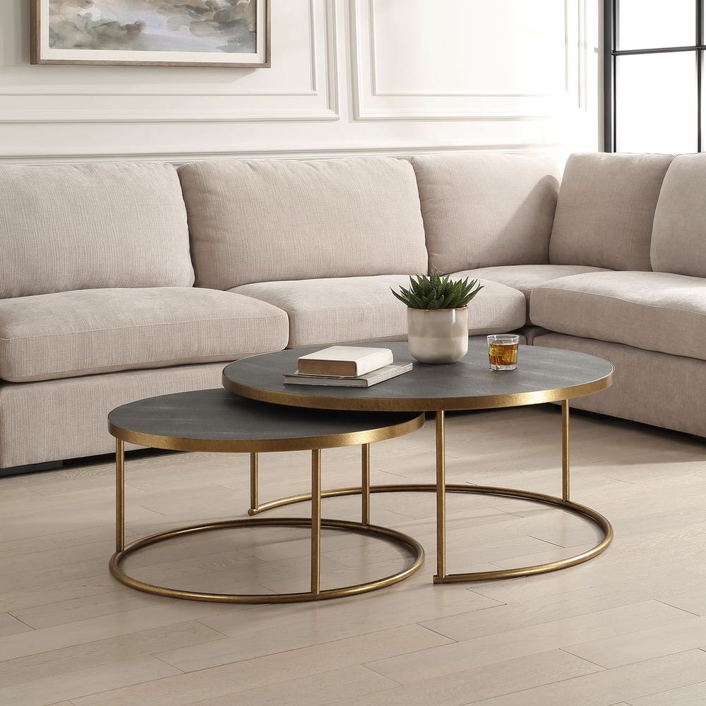 Uttermost Aragon Nesting Coffee Tables S/2 Gray