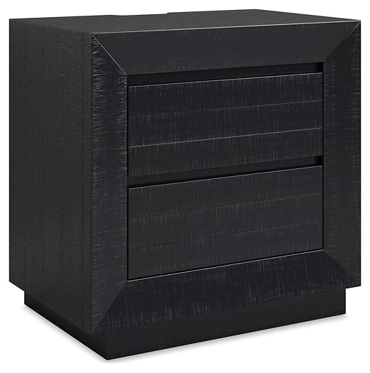 Londer California King Panel Bed with Mirrored Dresser, Chest and 2 Nightstands