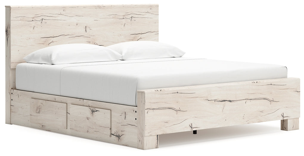Lawroy King Panel Bed with Mirrored Dresser, Chest and Nightstand