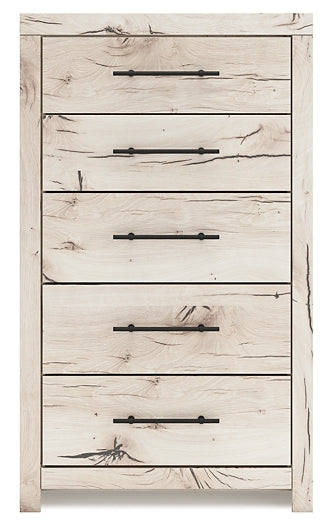 Lawroy King Panel Storage Bed with Mirrored Dresser, Chest and Nightstand