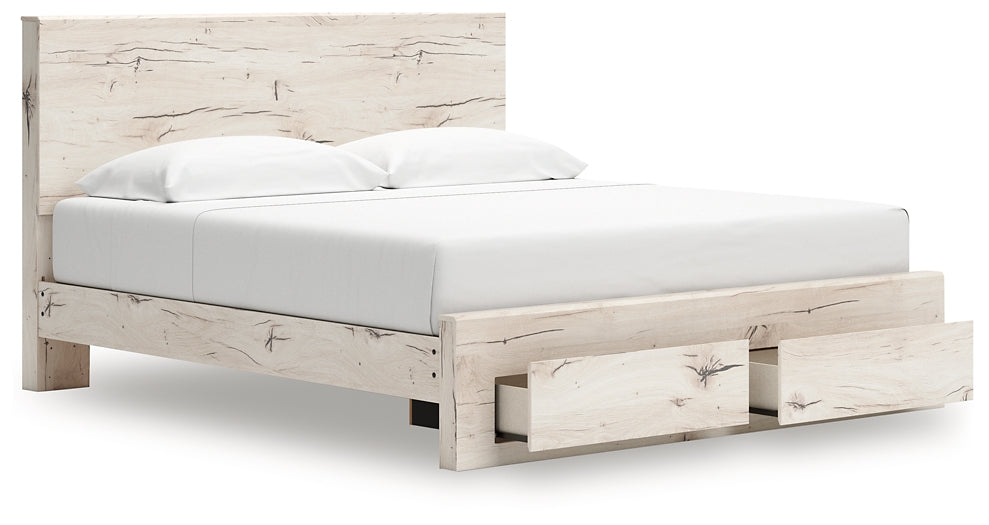 Lawroy King Panel Storage Bed with Mirrored Dresser, Chest and Nightstand