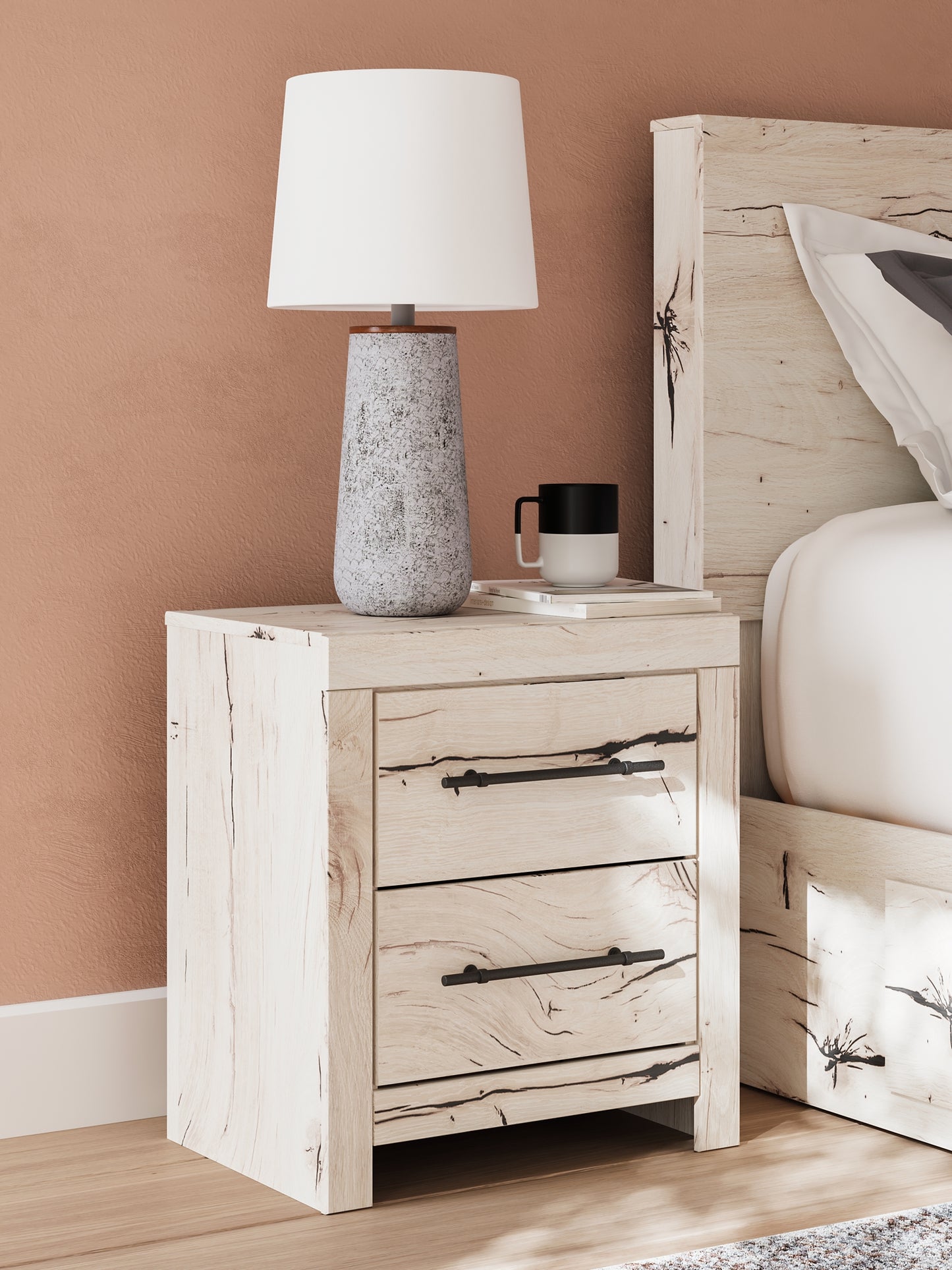 Lawroy King Panel Storage Bed with Mirrored Dresser, Chest and Nightstand