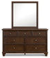 Danabrin California King Panel Bed with Mirrored Dresser