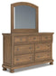 Feddinger Queen Panel Bed with Mirrored Dresser