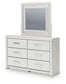 Zuraleus Queen Upholstered Panel Platform Storage Bed, Dresser and Mirror