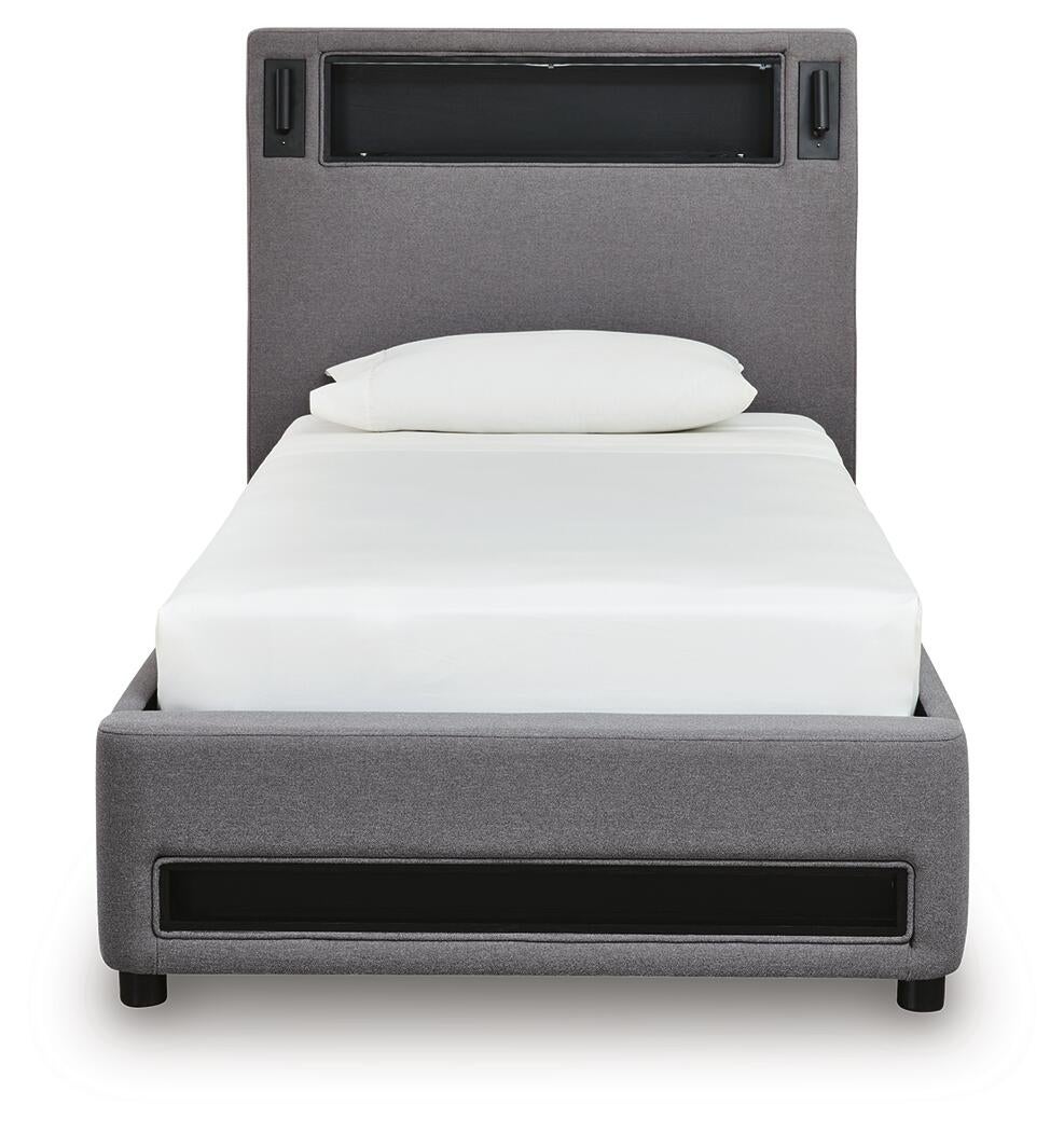 Ashley Express - Finigale Twin Upholstered Bed with Wireless Audio