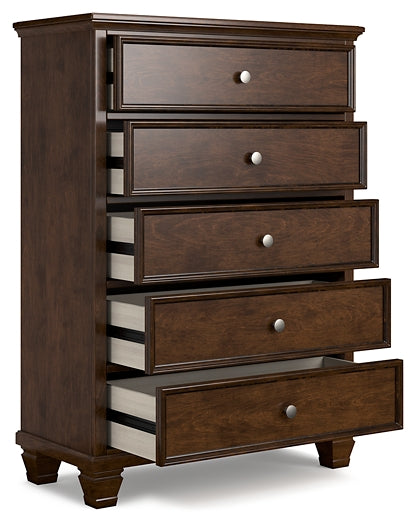 Danabrin King Panel Bed with Mirrored Dresser and Chest